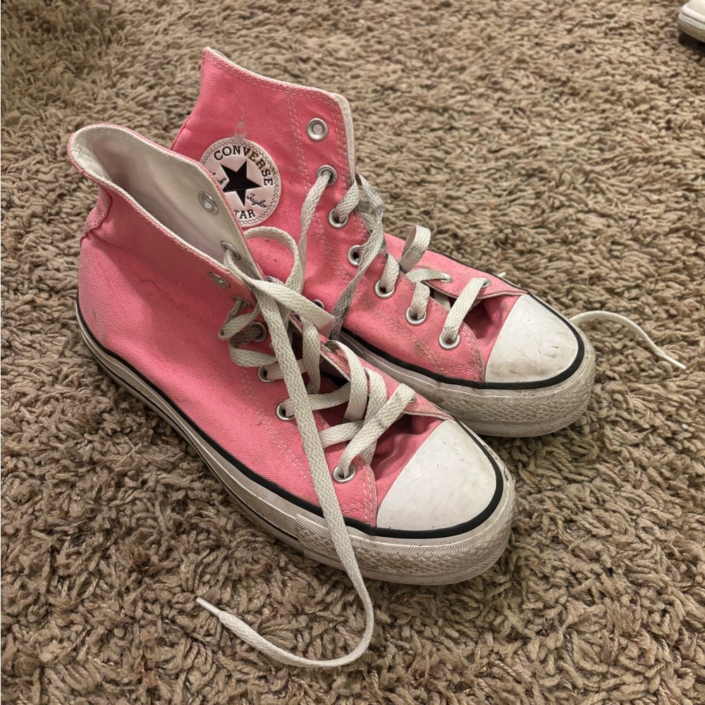 Converse Pink High-Top Sneakers with White Accents